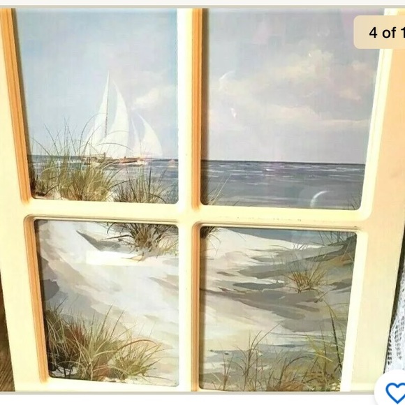 Wall Decor Wood Window Frame Wall Hanging Seashore Shabby Poshmark